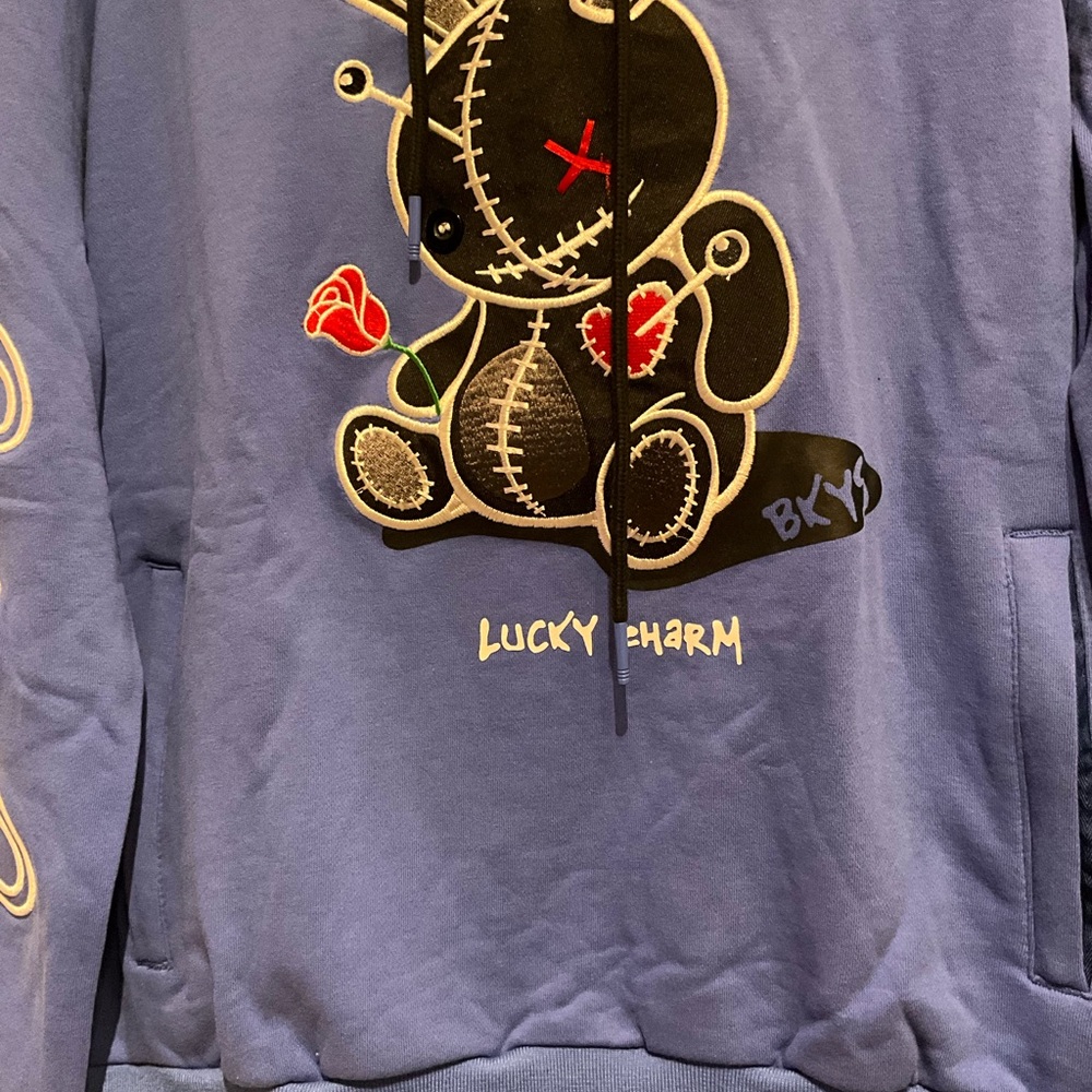 Blue Hoodie with Stitched Bunny Design - Picture 2 of 7